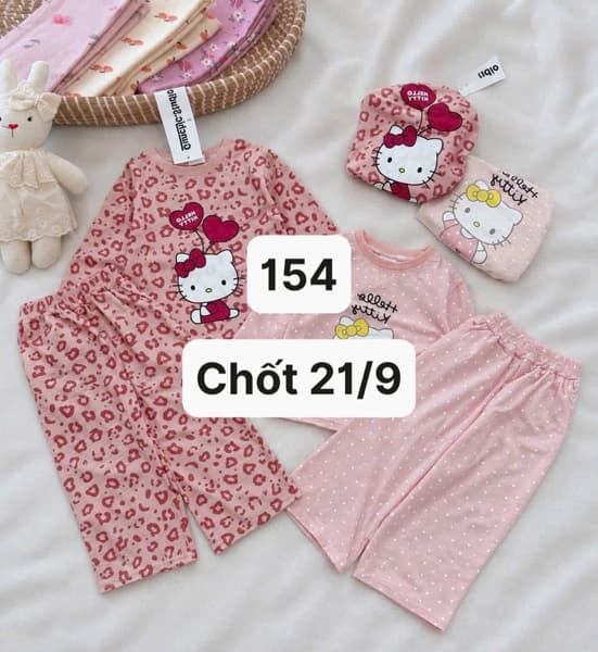 21/09 Set đồ cotton hồng beo KITTY bé gái #U0506 - 110