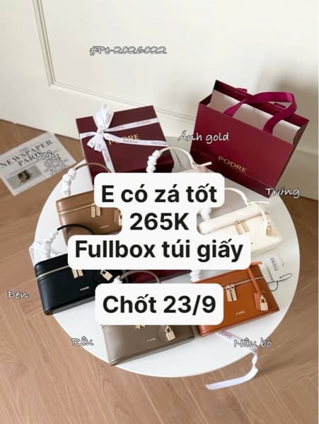 23/09 Túi xách form dẹt #PE6022 - Nâu bò